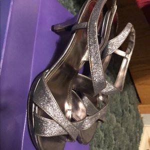 Silver glittery heels